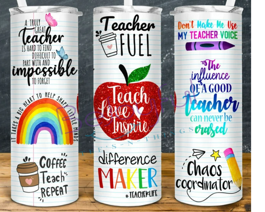 Teach Love Inspire Skinny Tumbler (20 oz)